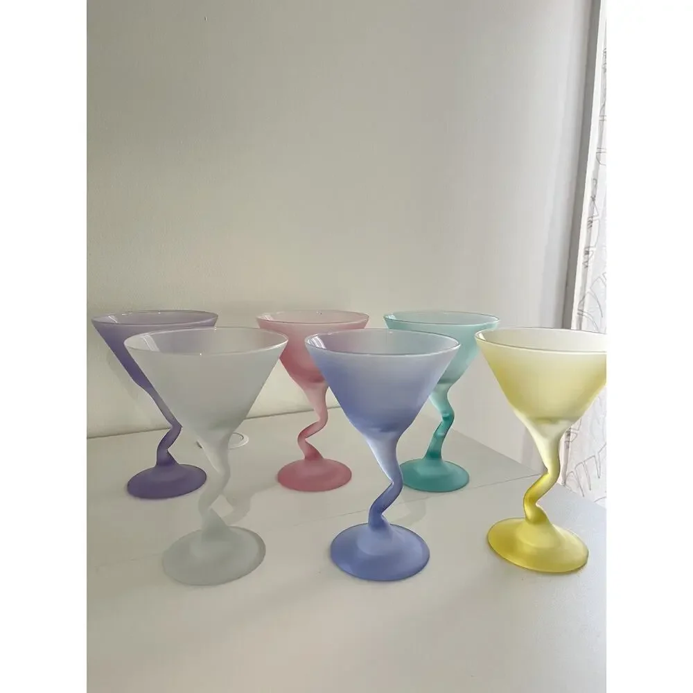 Libbey Watusi Coastal Martini Glass Set Of 6 Mid Century Pastel Retro Stemware - Picture 1 of 8